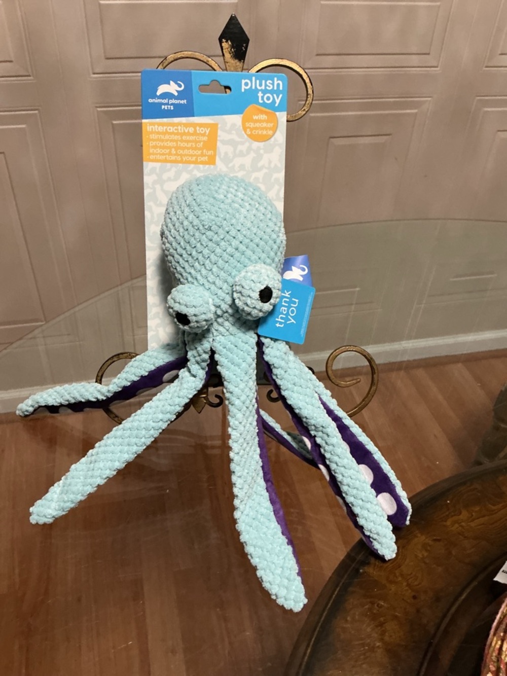 Animal Planet  Adorable Interactive Octopus Plush Chew Clinker & Squeaky 14”